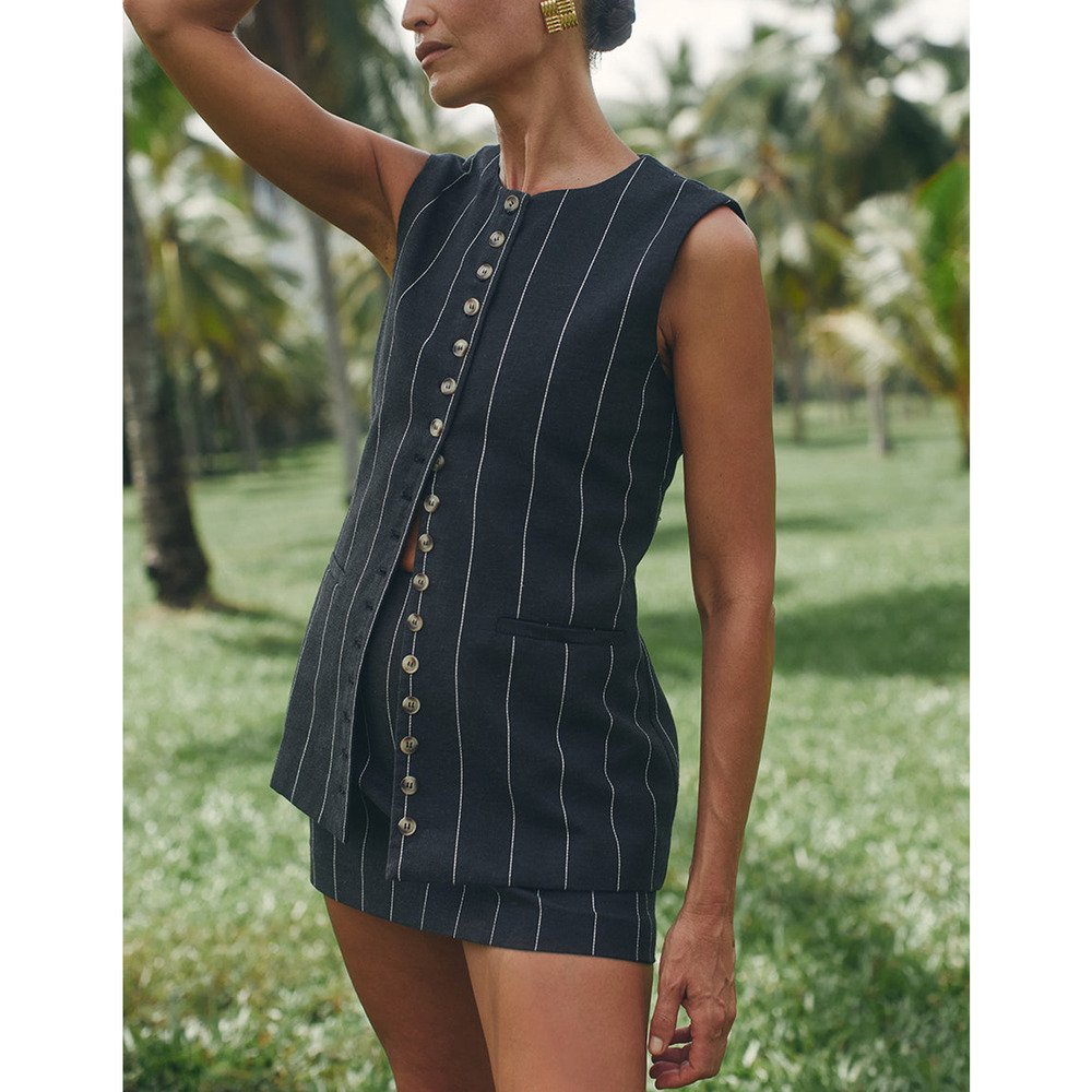 Dissh 'Cara' Black Pinstripe Vest Size 4